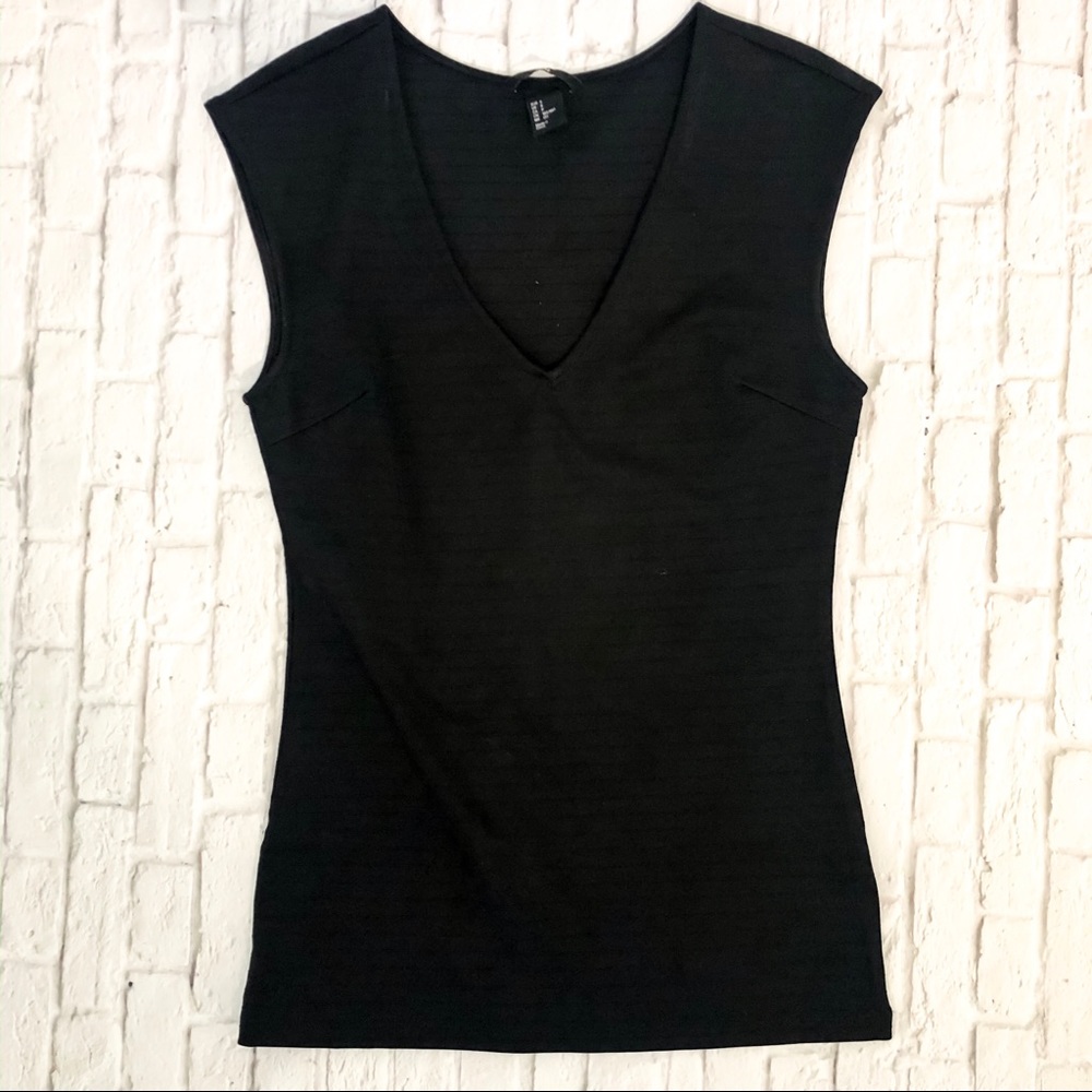 H&M Black V-Neck Ribbed Blouse